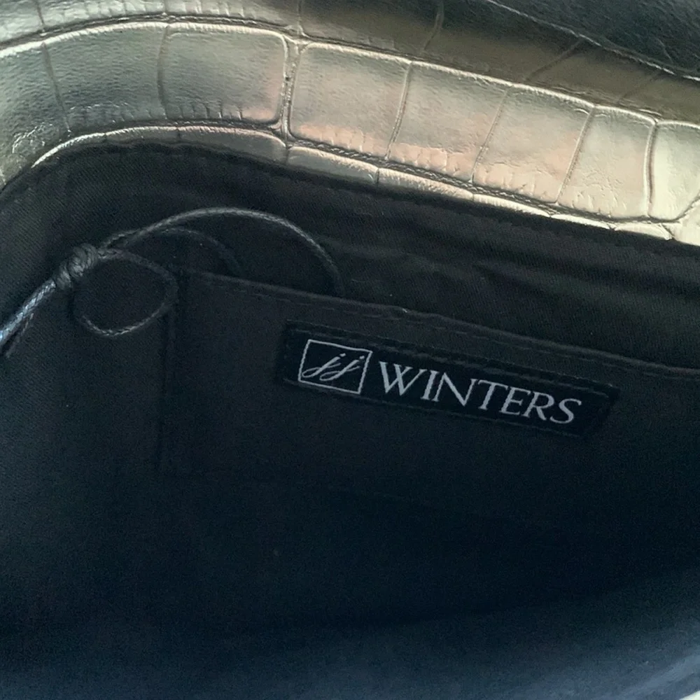 NWT New JJ Winters Nikki Gold Vegan Croc Leather Envelope Clutch